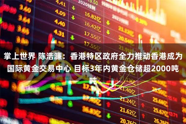 掌上世界 陈浩濂：香港特区政府全力推动香港成为国际黄金交易中心 目标3年内黄金仓储超2000吨